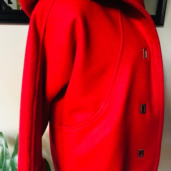 Red Wool Hood Coat - Picture 3 of 5